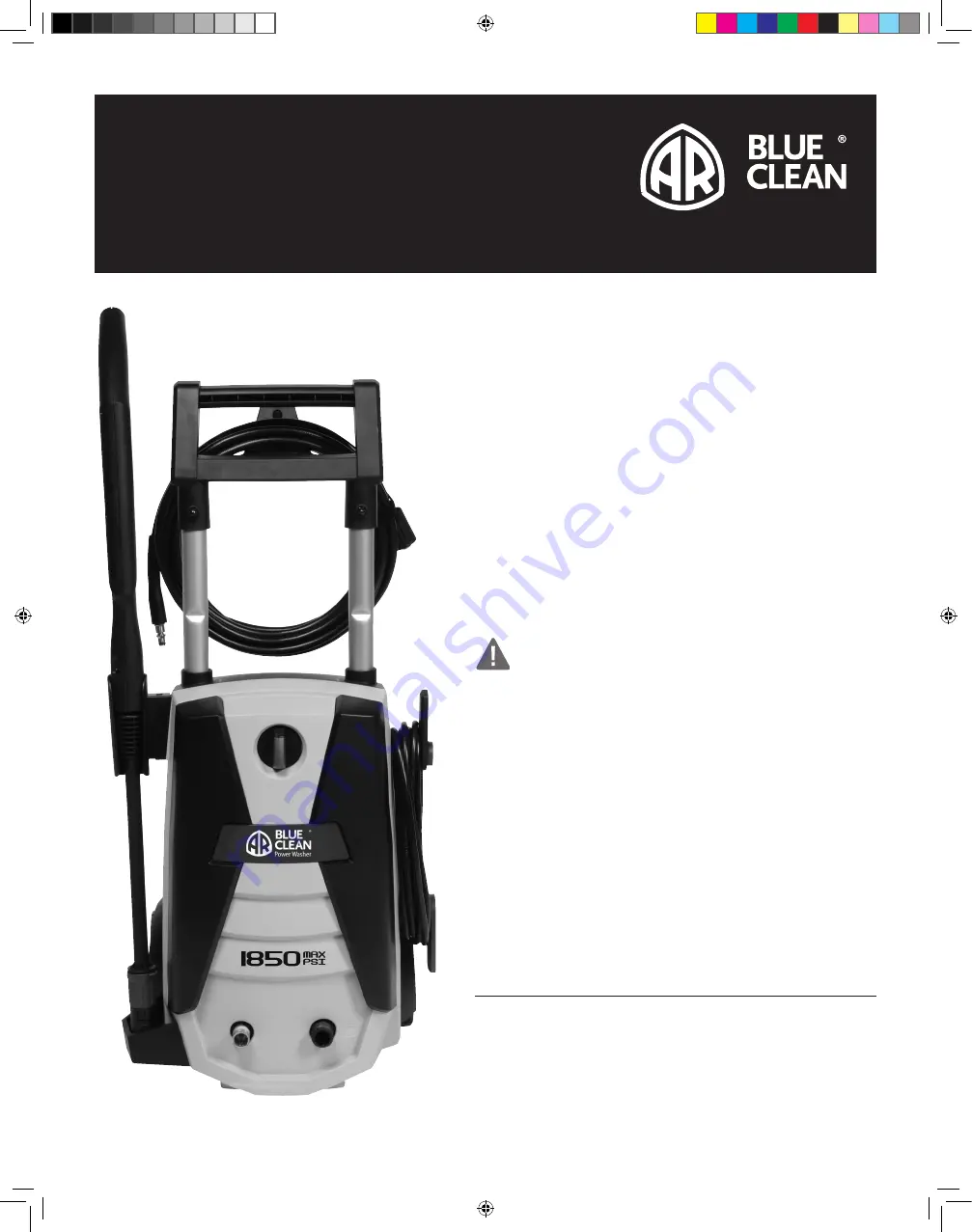 Blue Clean AR 1850 Assembly, Care And Use Instructions Download Page 1