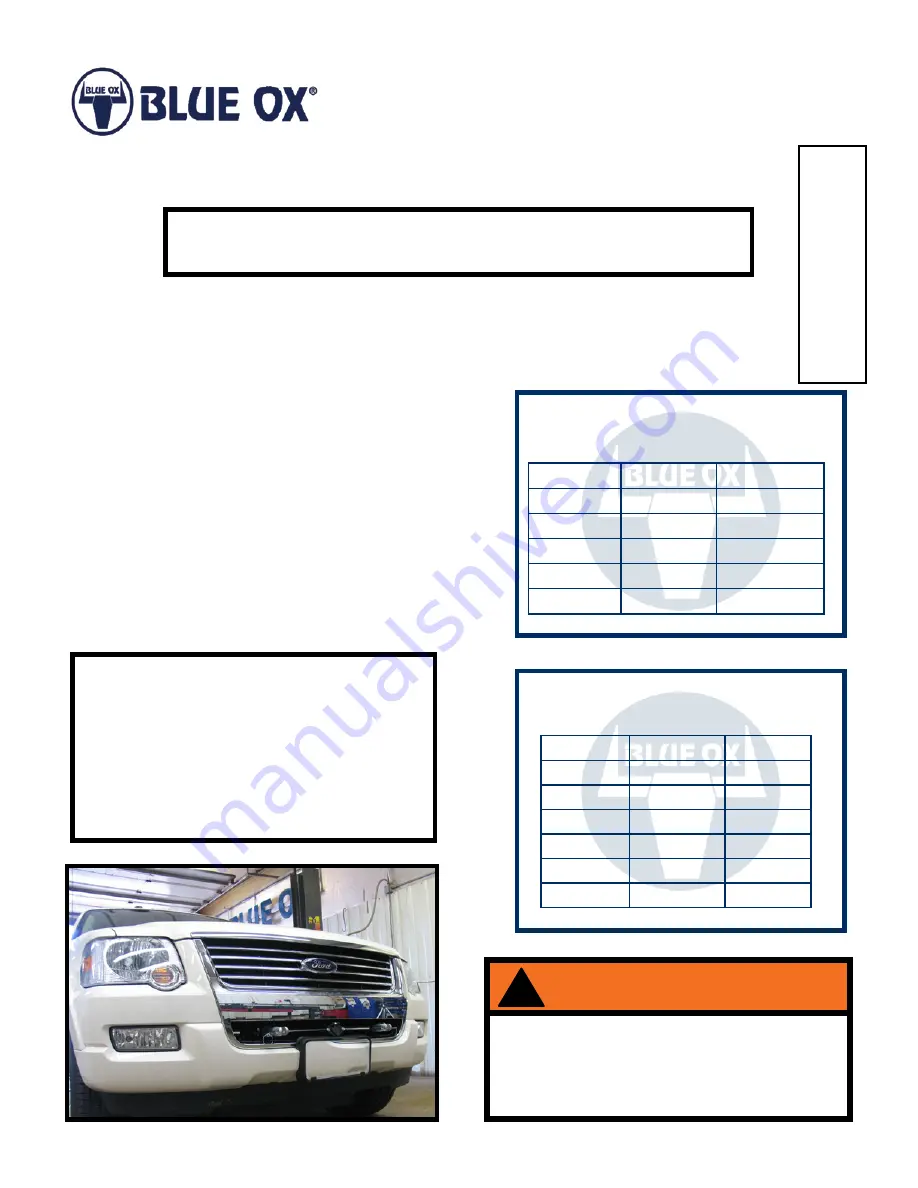 Blue Ox BX2198 Installation Instructions Manual Download Page 1