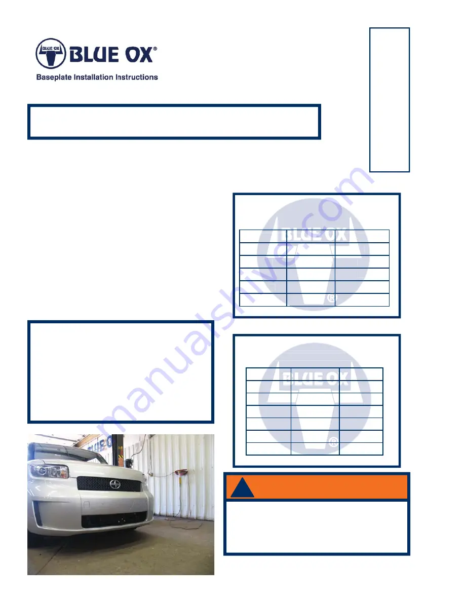 Blue Ox BX3776 Скачать руководство пользователя страница 1