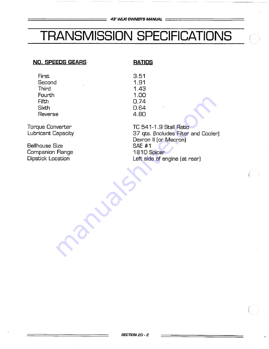 Bluebird 1998 41' Wanderlodge LXi Owner'S Manual Download Page 96