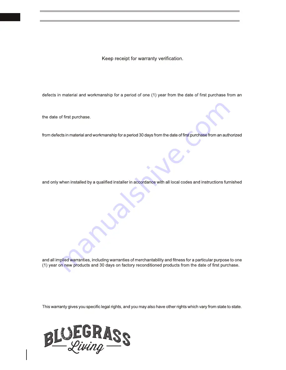 Bluegrass Living 140286 Installation And Operation Manual Download Page 28