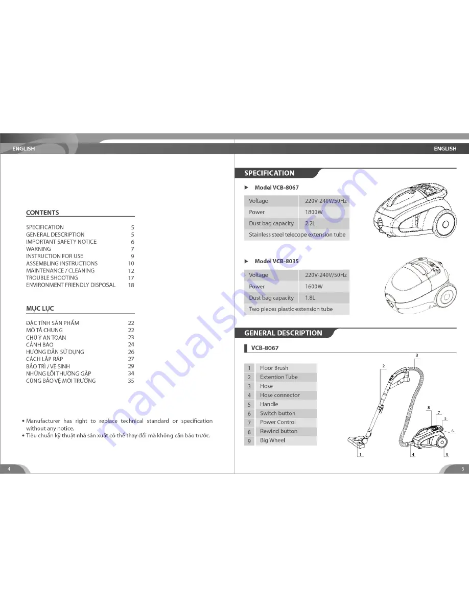 Bluestone HDB-1835V User Manual Download Page 3