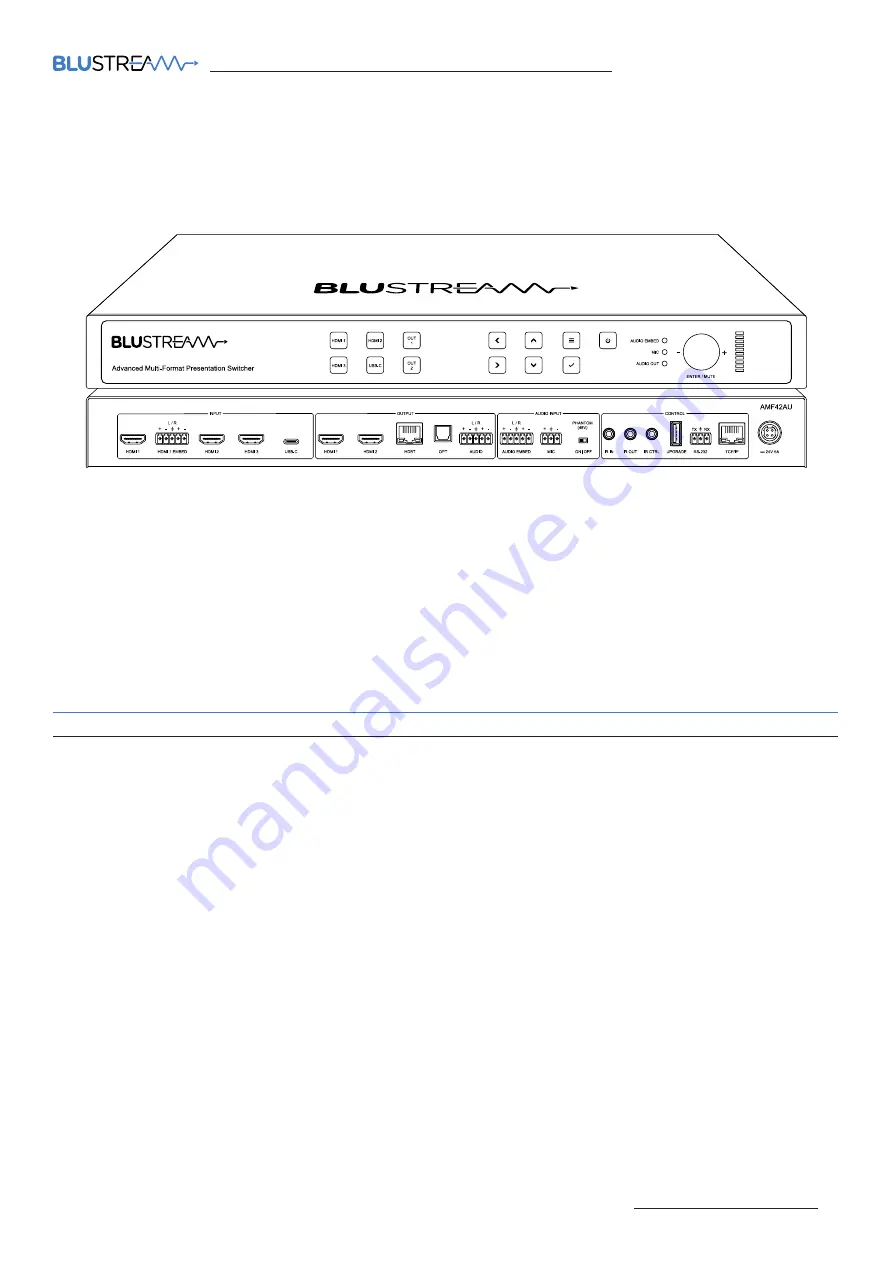 BluStream AMF42AU Скачать руководство пользователя страница 1