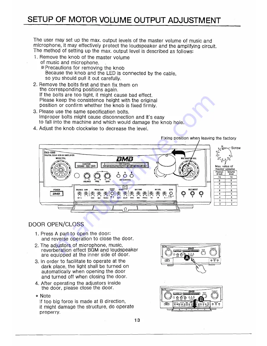 BMB DAX-1000 SE II Operating Instructions Manual Download Page 13