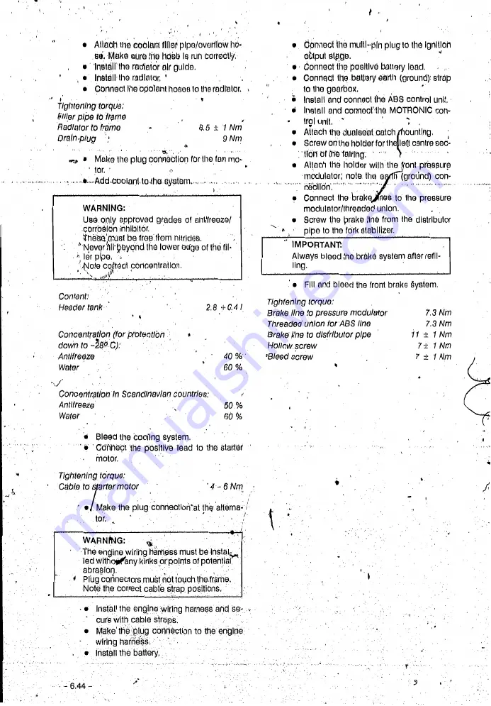 BMW K100RS 16V Repair Manual Download Page 188