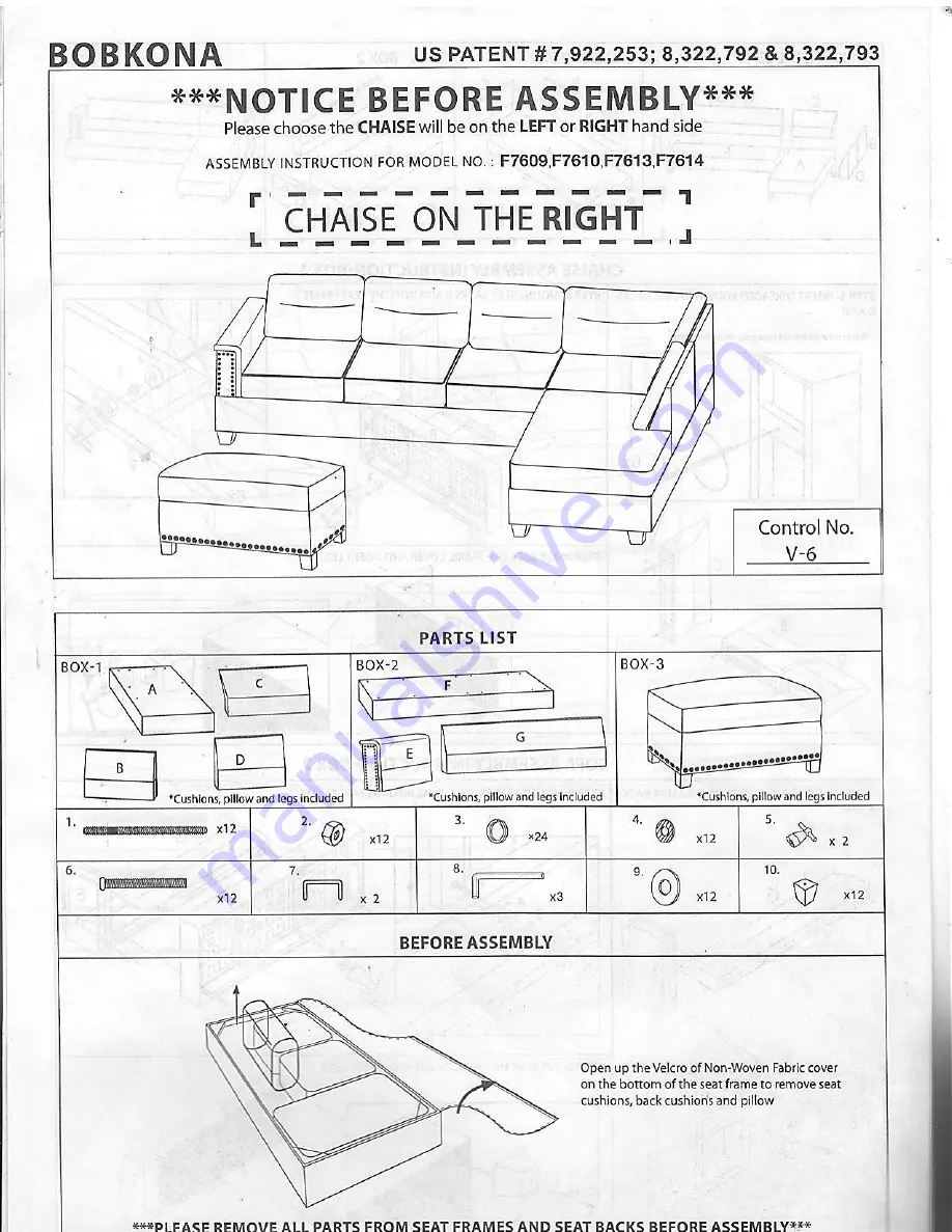 BOBKONA F7609 Assembly Lnstructions Download Page 1