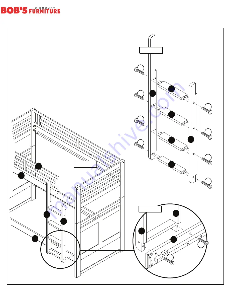 Bob's Discount Furniture CHADWICK TWIN-TWIN BUNK BED 20040427 Assembly Instructions Manual Download Page 5