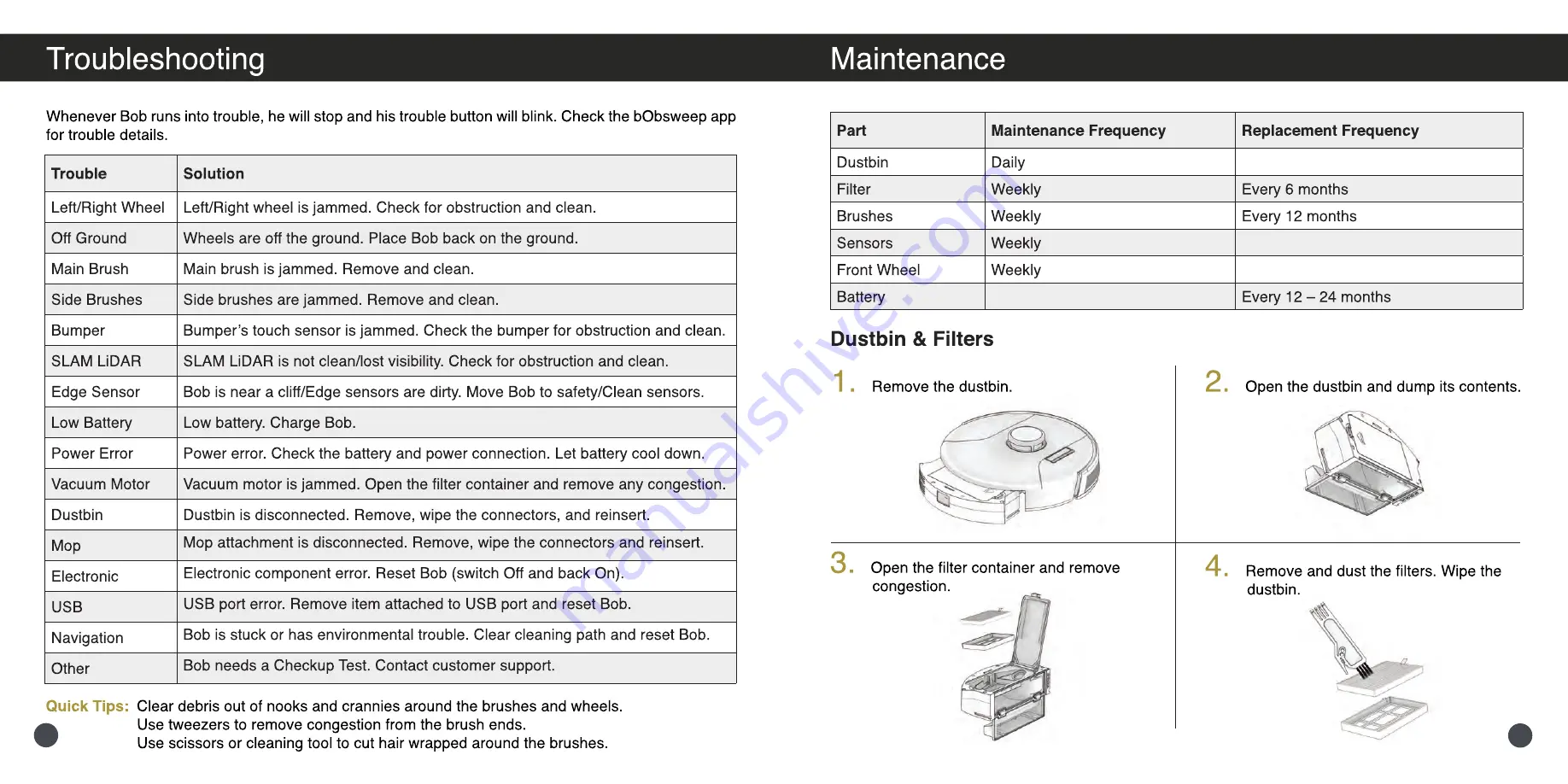 bObsweep PetHair SLAM SLP231122 Owner'S Manual Download Page 10