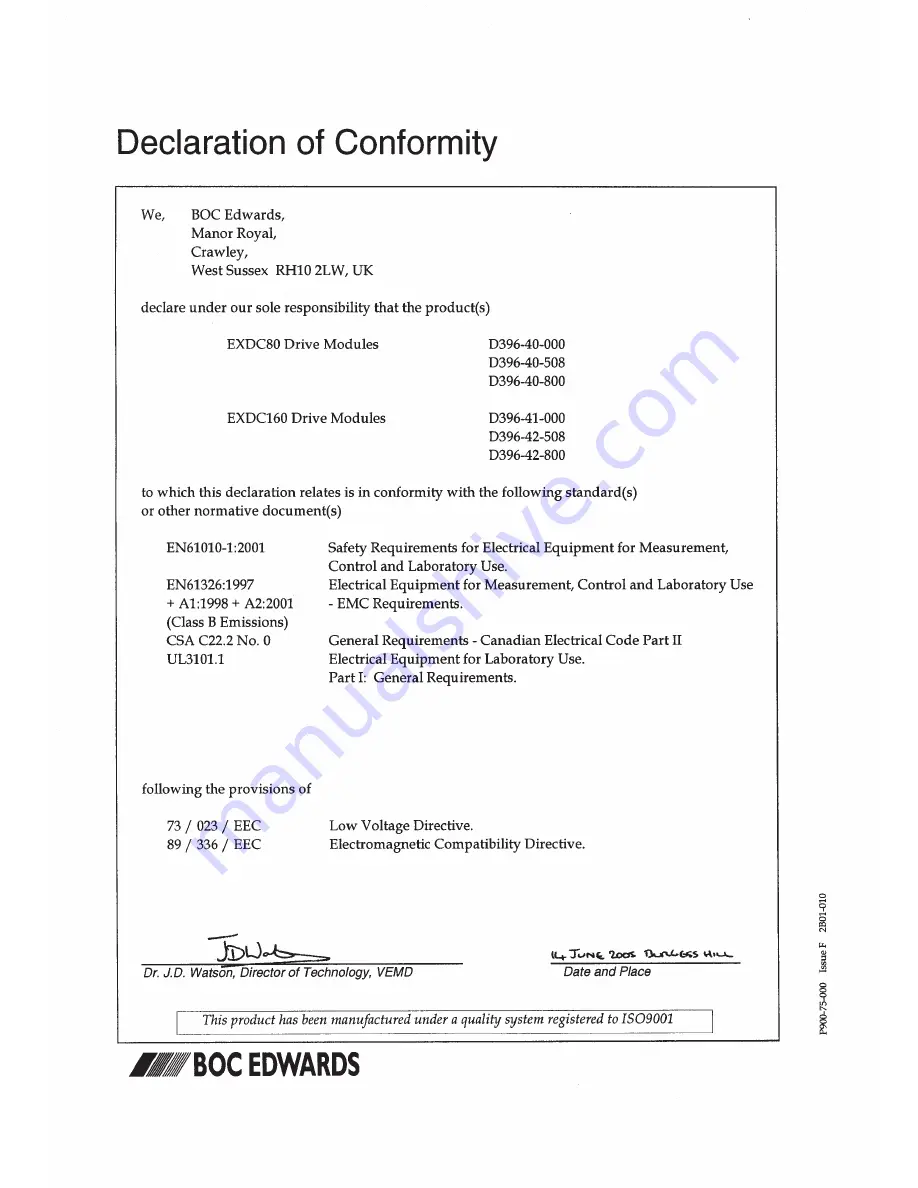 BOC Edwards D396-40-000 Instruction Manual Download Page 2