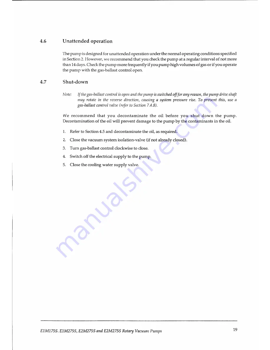 BOC Edwards E1M175S Instruction Manual Download Page 25