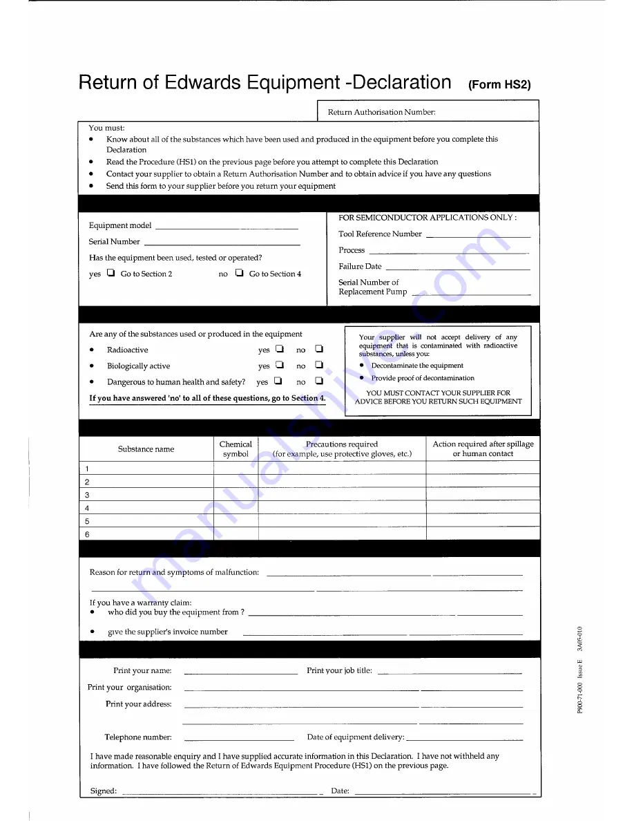 BOC Edwards E1M175S Instruction Manual Download Page 42