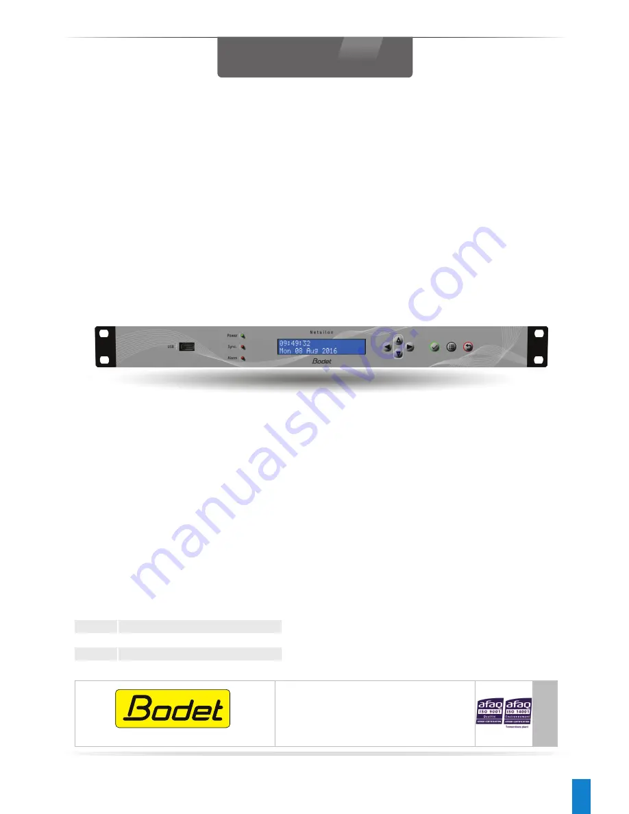 Bodet NETSILON 7 Скачать руководство пользователя страница 1