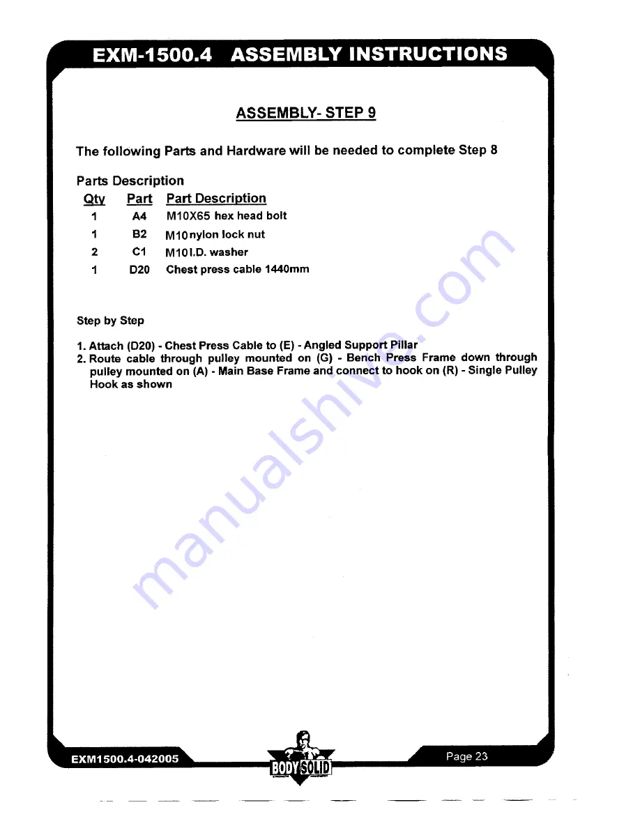 Body Solid EXM-1500.4 Owner'S Manual Download Page 24