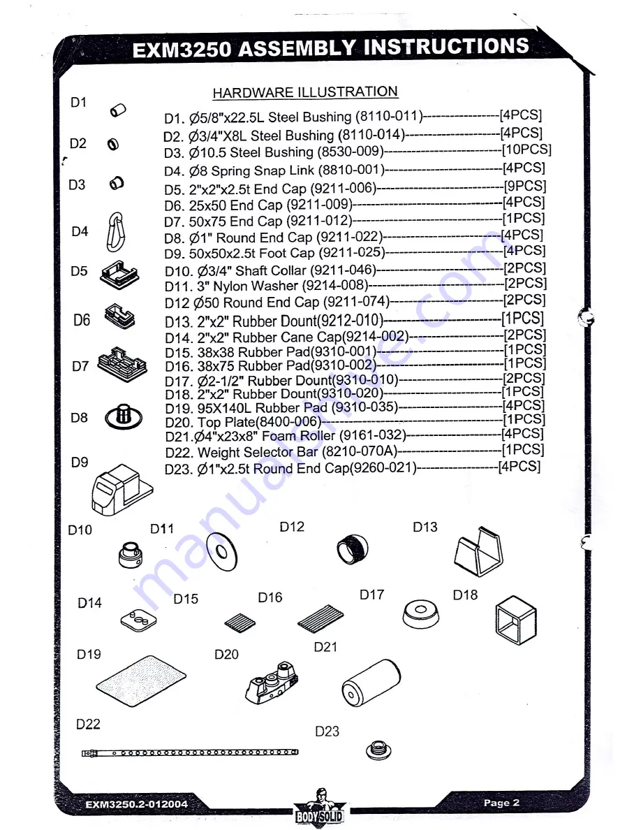 Body Solid EXM-3250.2 Owner'S Manual Download Page 3