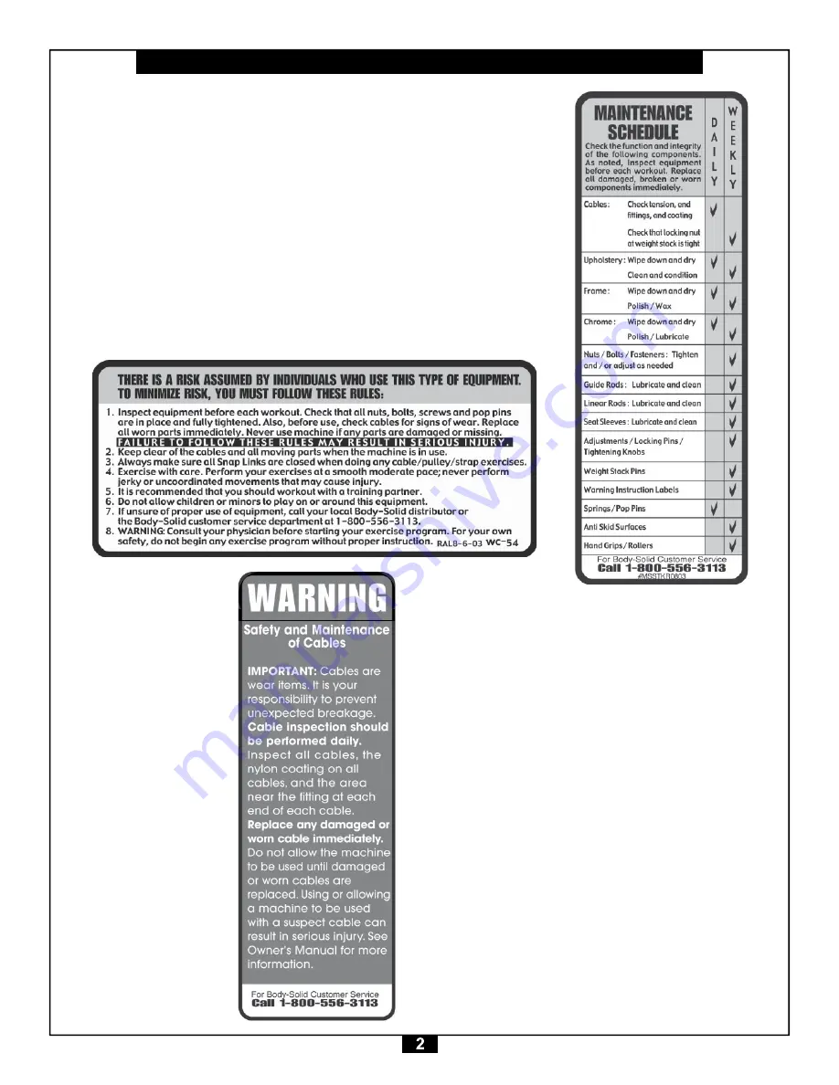 Body Solid GLA348Q.1 Owner'S Manual Download Page 2