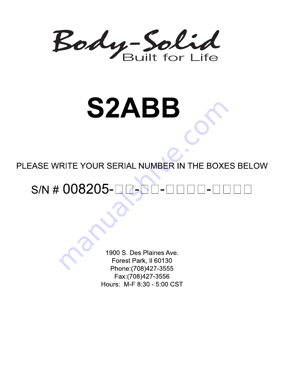 Body Solid S2ABB Owner'S Manual Download Page 38