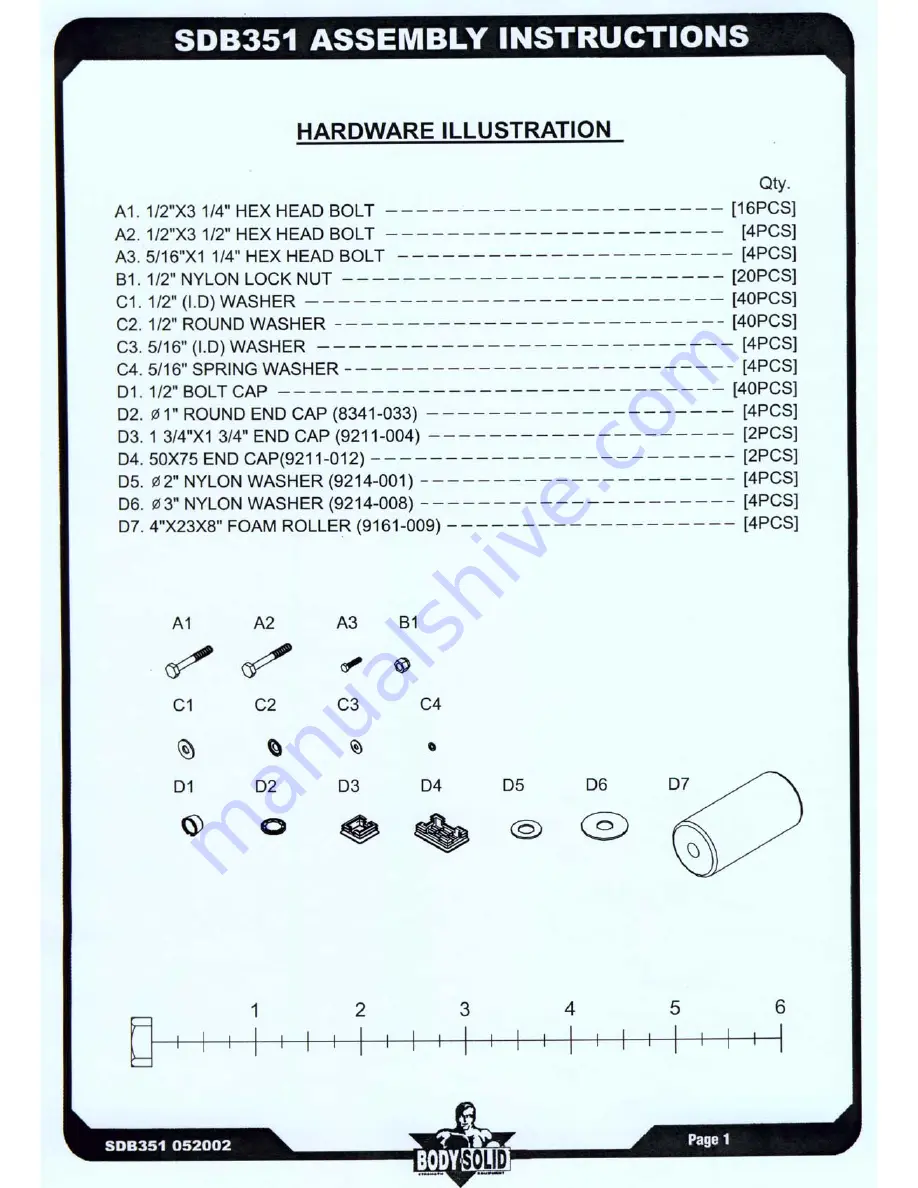 Body Solid SDB-351 Owner'S Manual Download Page 2