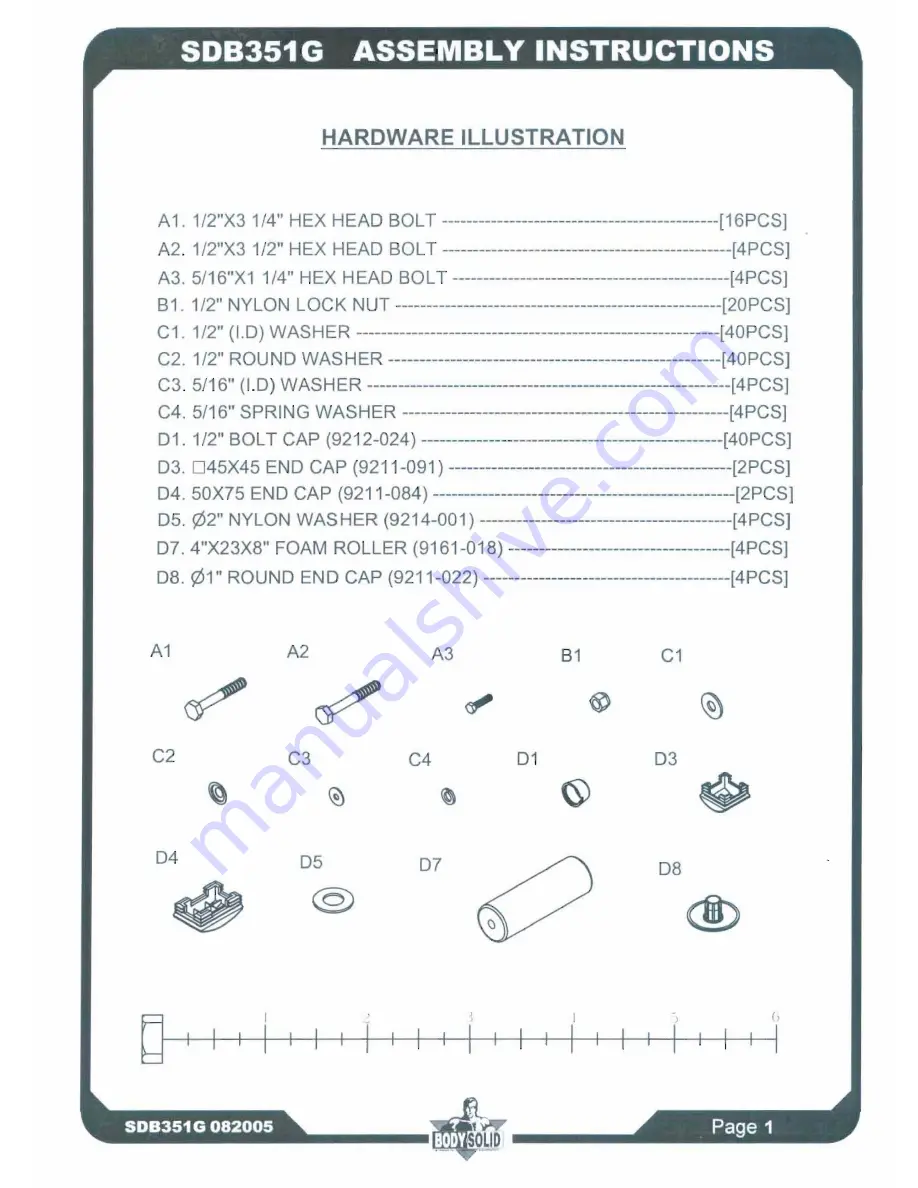 Body Solid SDB-351G Скачать руководство пользователя страница 2