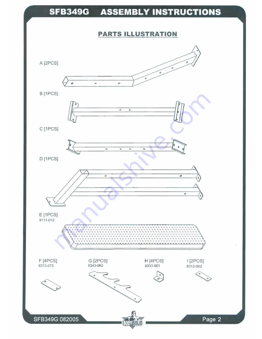 Body Solid SFB349G Owner'S Manual Download Page 3