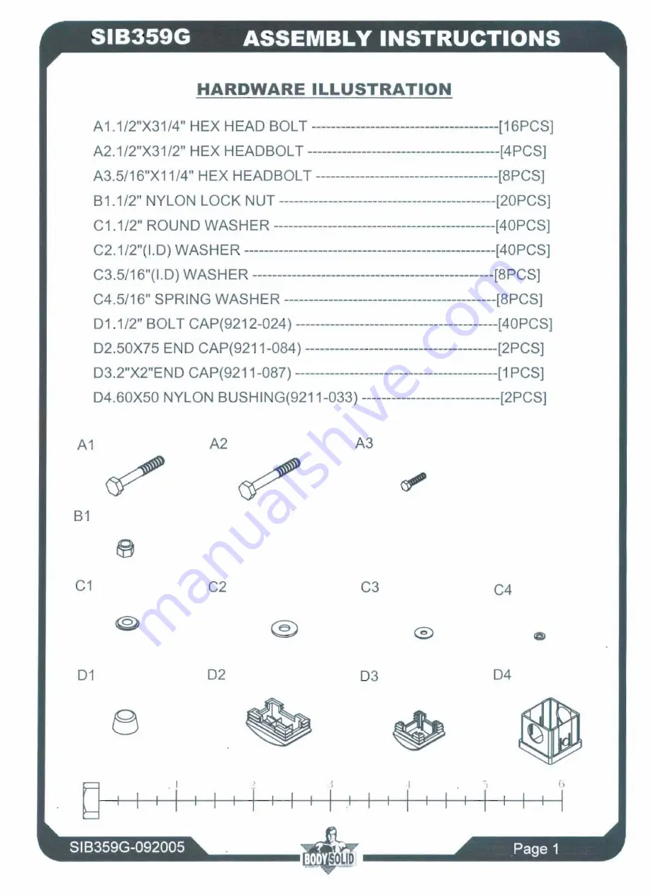 Body Solid SIB359G Owner'S Manual Download Page 2