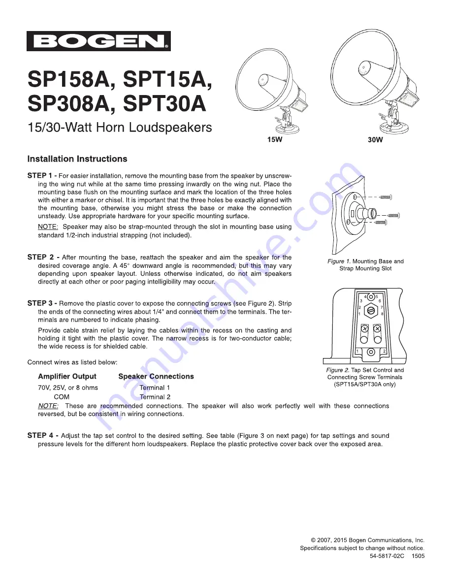 Bogen SP158A Instruction Manual Download Page 1