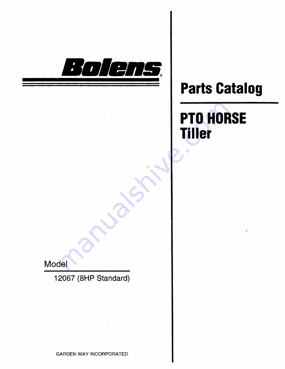 Bolens 12067 Parts Catalog Download Page 1