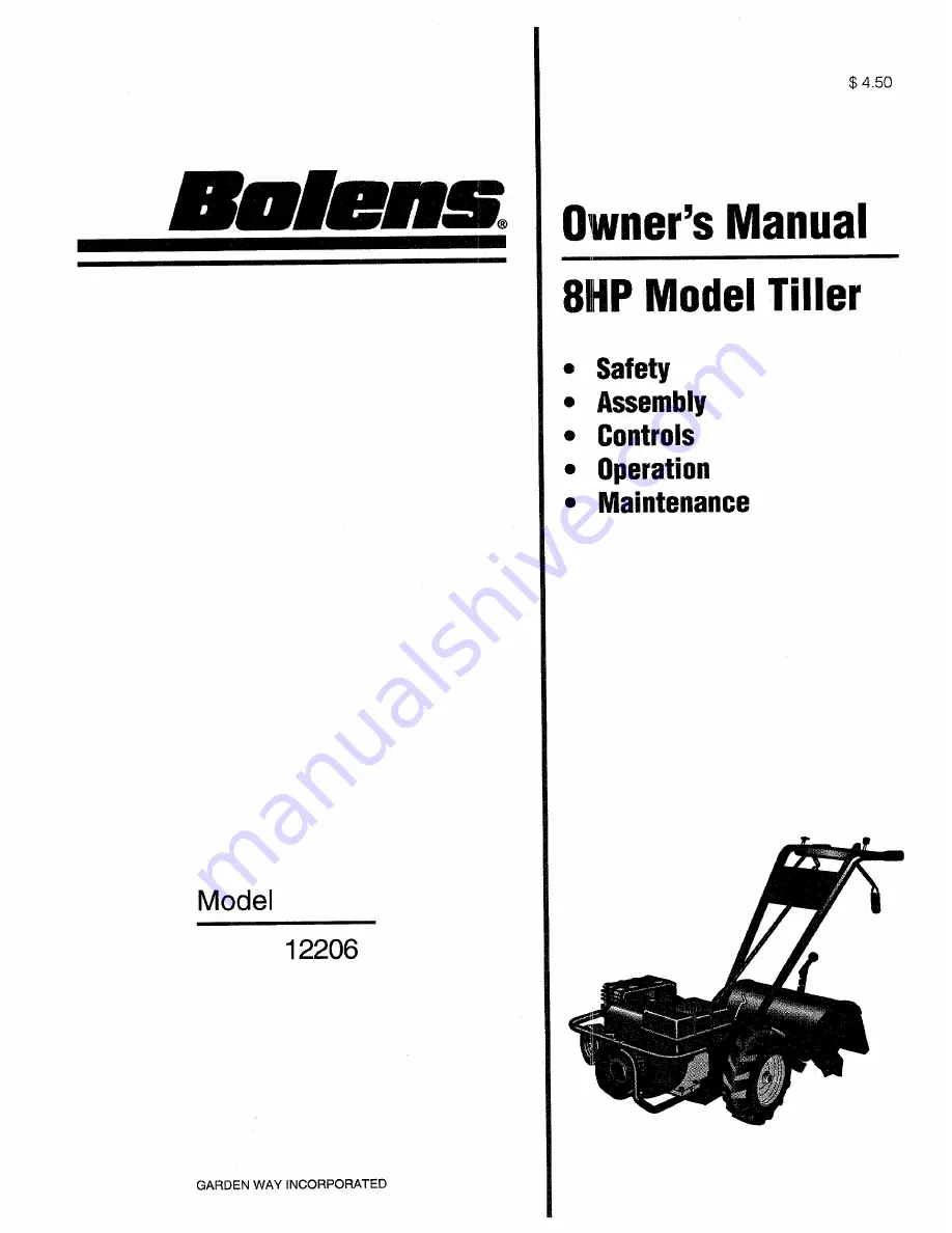 Bolens 12206 Owner'S Manual Download Page 1