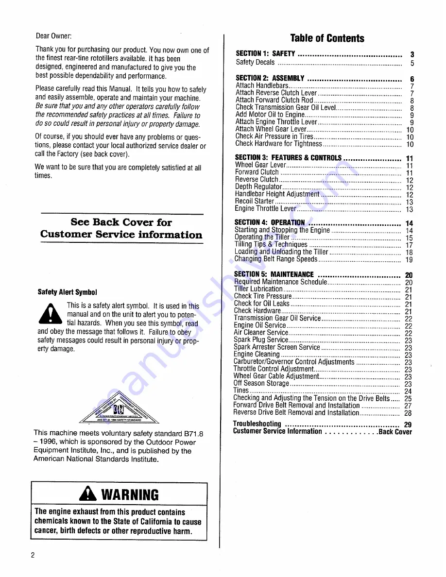 Bolens 12206 Owner'S Manual Download Page 2