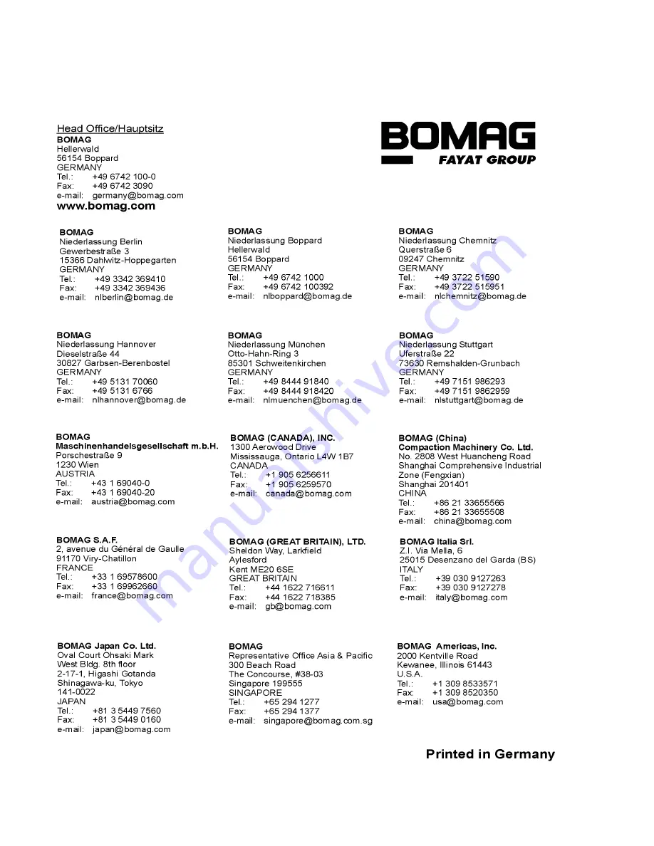 Bomag BW 900-2 Operating Instructions Manual Download Page 72