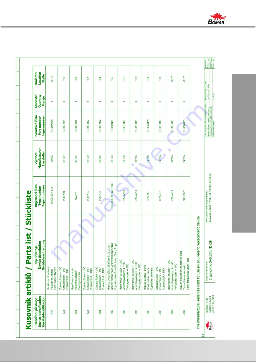 Bomar Ergonomic 340.278 DGH Operating Instructions Manual Download Page 14