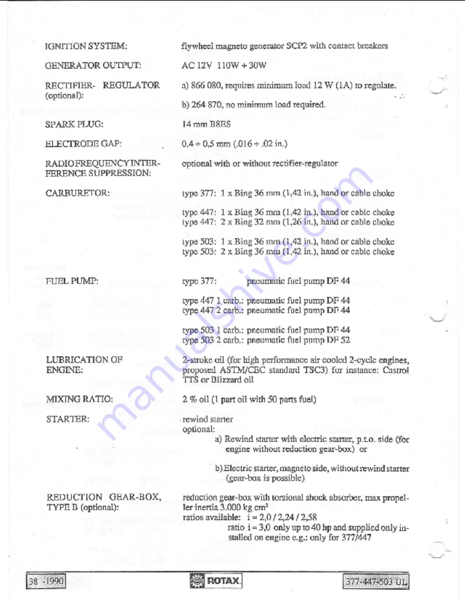 Bombardier-Rotax 377 UL Operator'S Manual Download Page 38