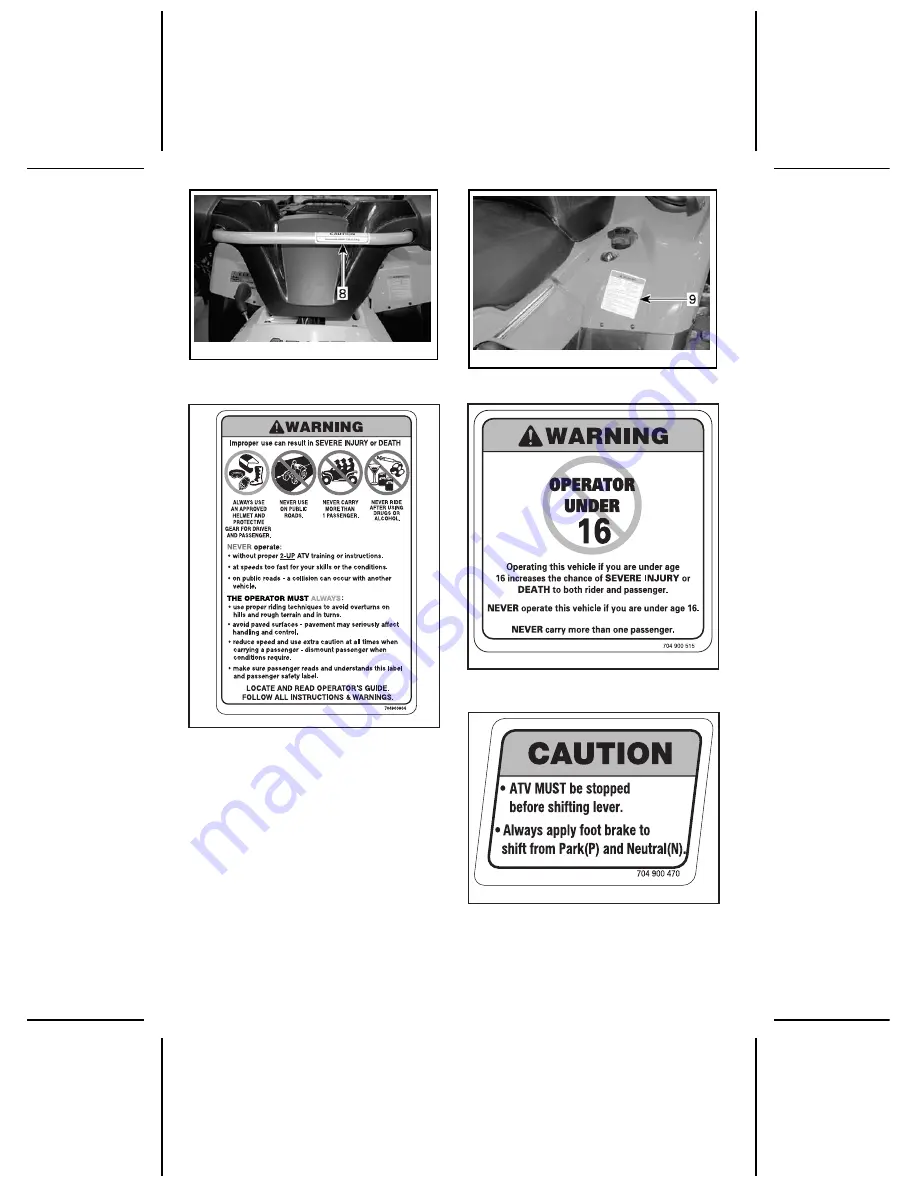 BOMBARDIER 2006 outlander max 400 Operator'S Manual Download Page 62