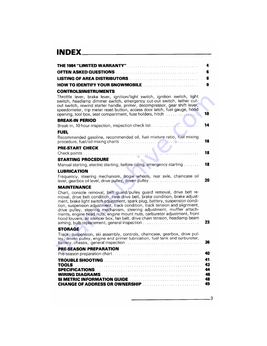 BOMBARDIER Alpine 1984 Series Operator'S Manual Download Page 5