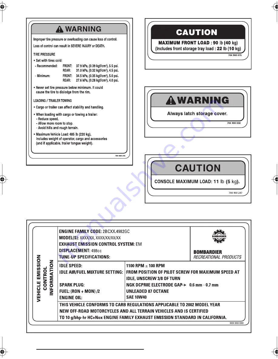 BOMBARDIER Quest 500 2002 Operator'S Manual Download Page 46