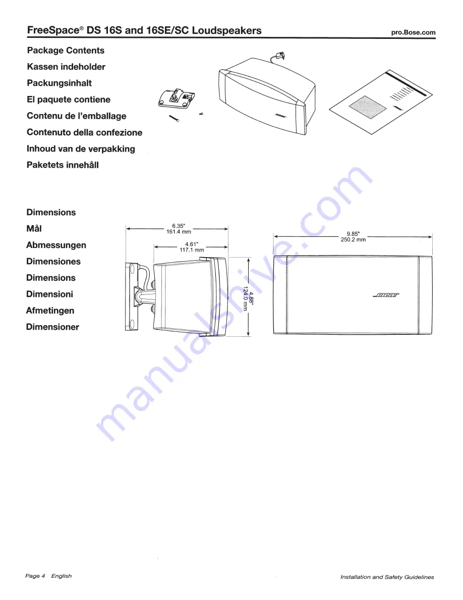 Bose FreeSpace DS 16S Installation Manual Download Page 4