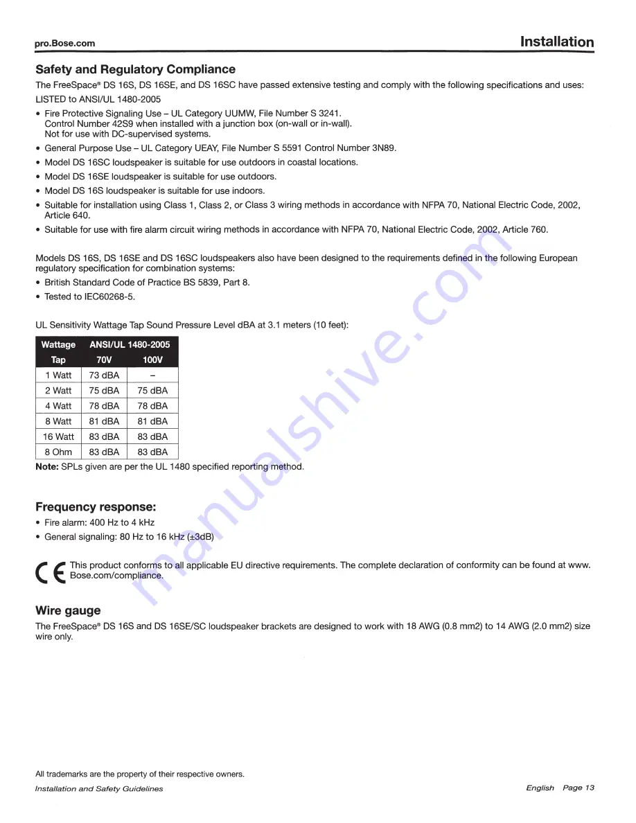 Bose FreeSpace DS 16S Installation Manual Download Page 13