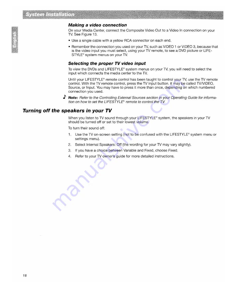 Bose LifeStyle 18 Quick Setup Manual Download Page 21