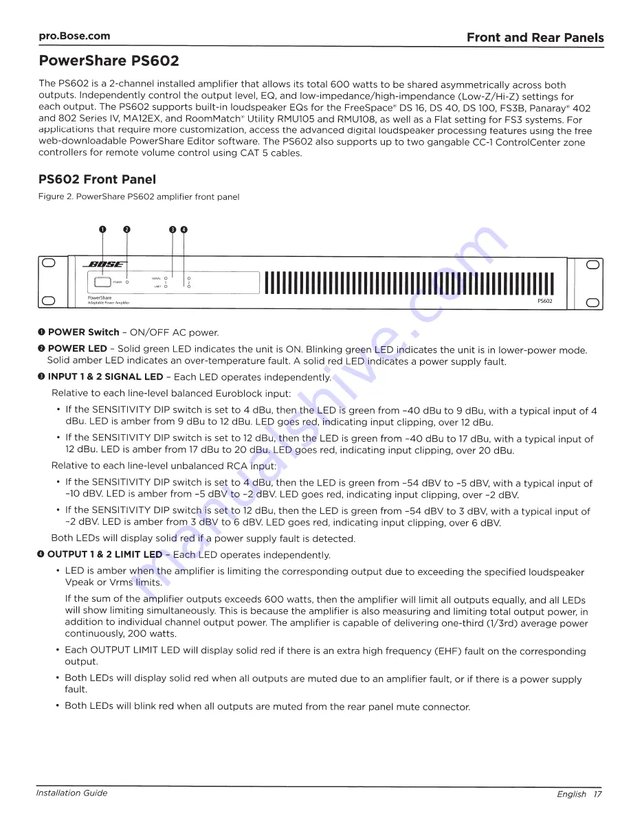 Bose PowerShare PS602 Installation And Operating Manual Download Page 17