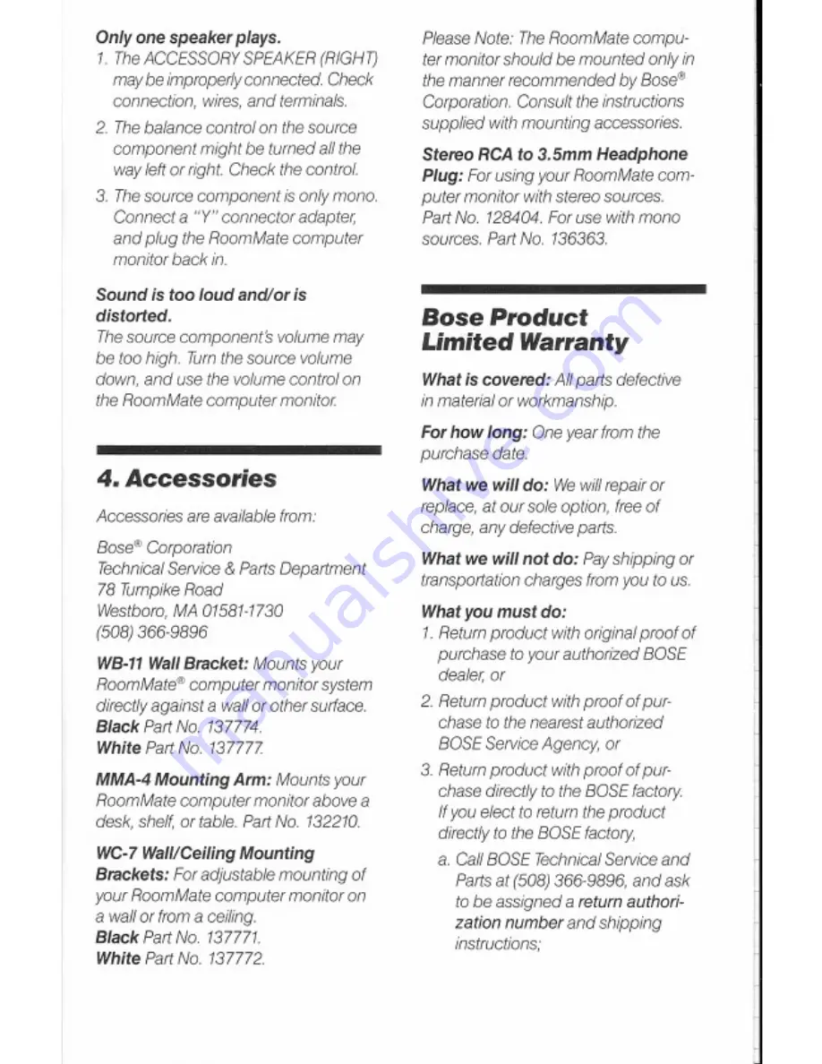 Bose Roommate Computer Monitor Owner'S Manual Download Page 7