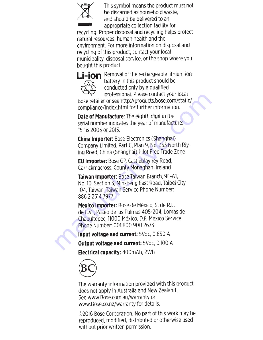 Bose SoundSport charging case Safety Instructions Download Page 7