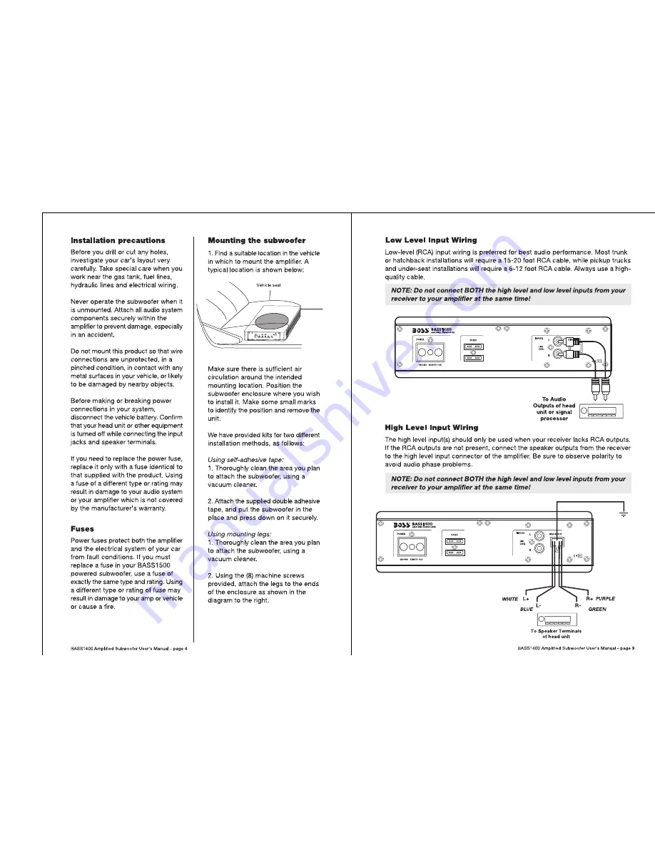 Boss Audio Systems BASS1400 active User Manual Download Page 8