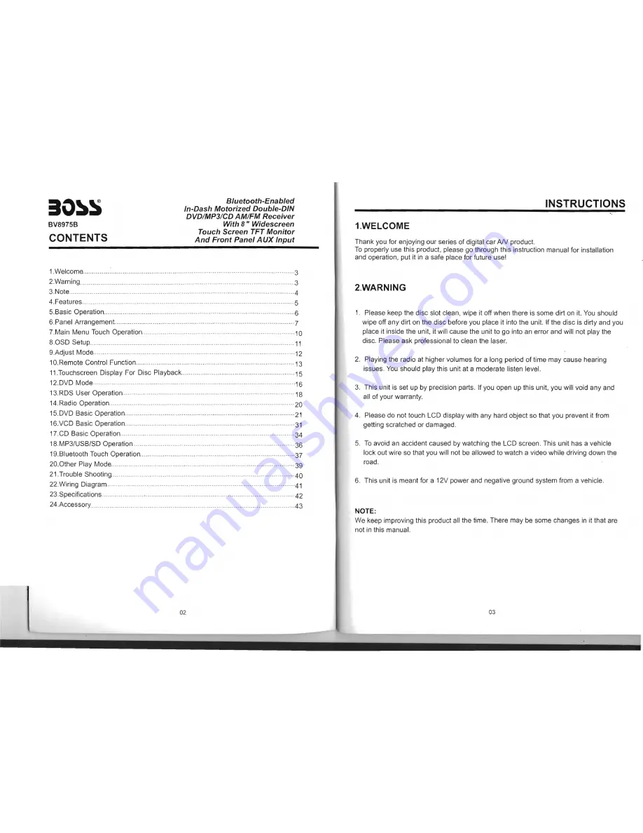 Boss Audio Systems BV8975B User Manual Download Page 2