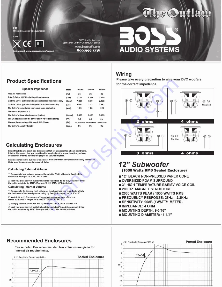 Boss Audio Systems The Outlaw L12 User Manual Download Page 2