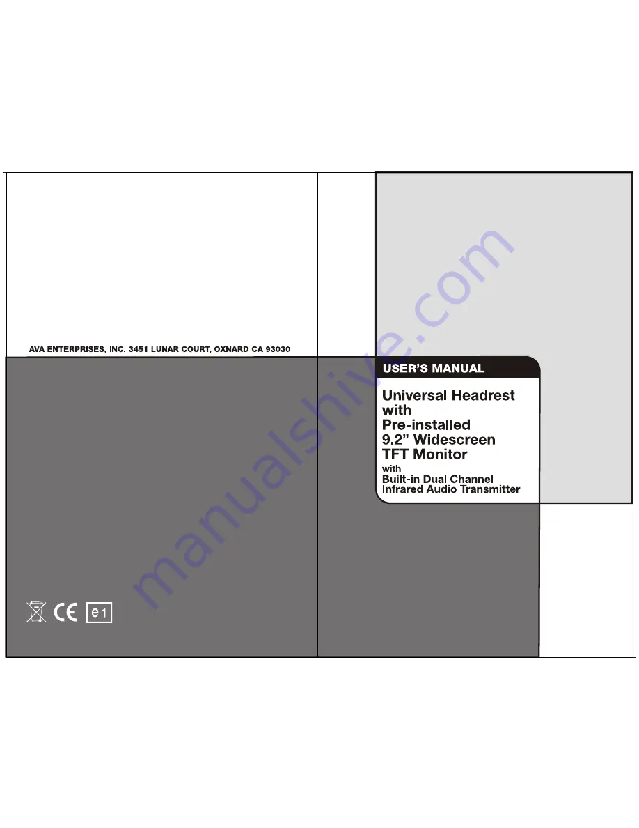 Boss Audio Systems Universal headrest User Manual Download Page 1