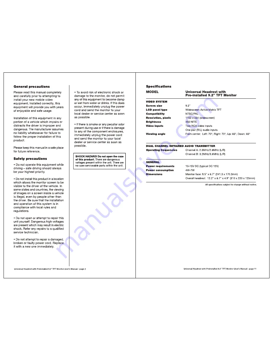 Boss Audio Systems Universal headrest User Manual Download Page 4