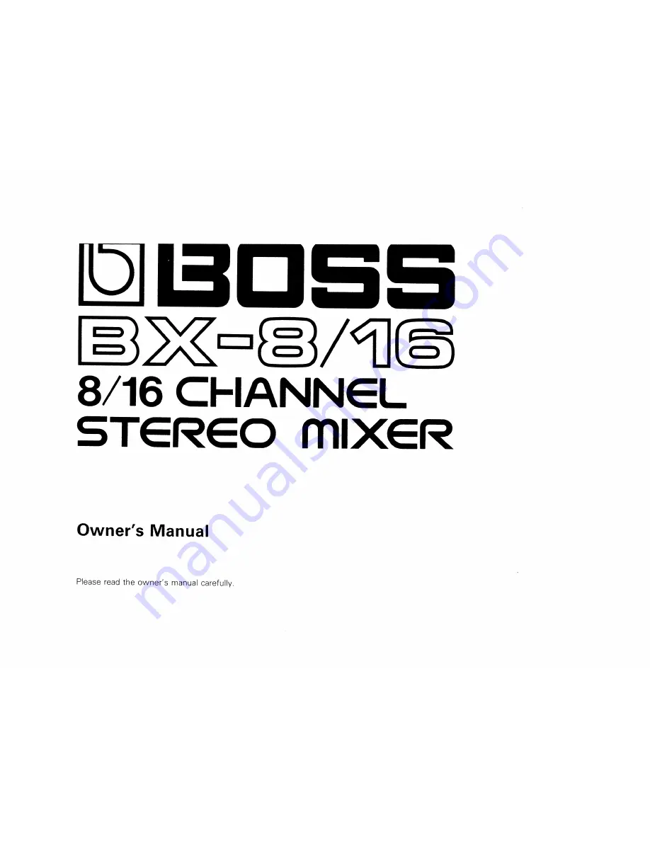 Boss BX-16 Owner'S Manual Download Page 1