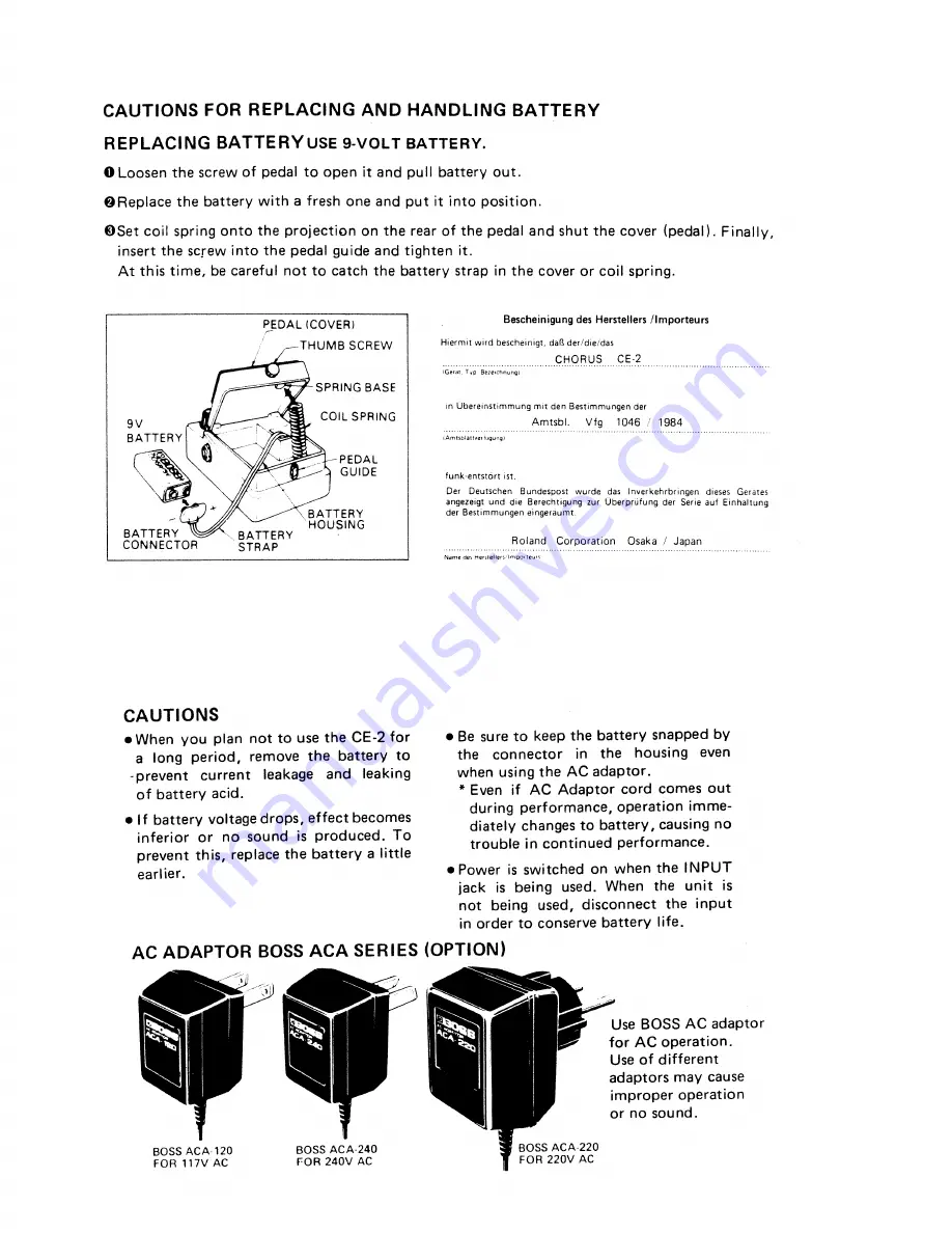 Boss CE-2 Chorus Instructions Manual Download Page 4