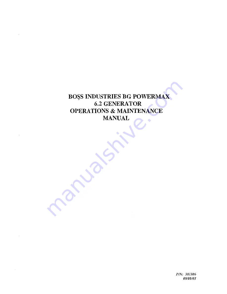 Boss Powermax 6.2 Operation & Maintenance Manual Download Page 1