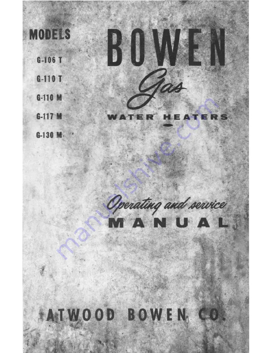 Bowen G-106t Operating & Service Manual Download Page 1