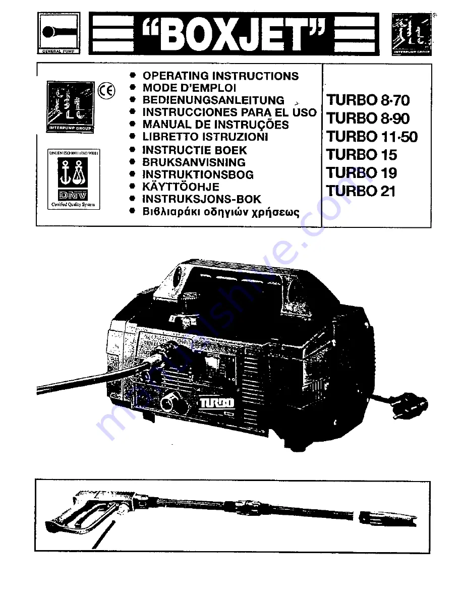 Boxjet Turbo 11-50 Operating Instructions Manual Download Page 1